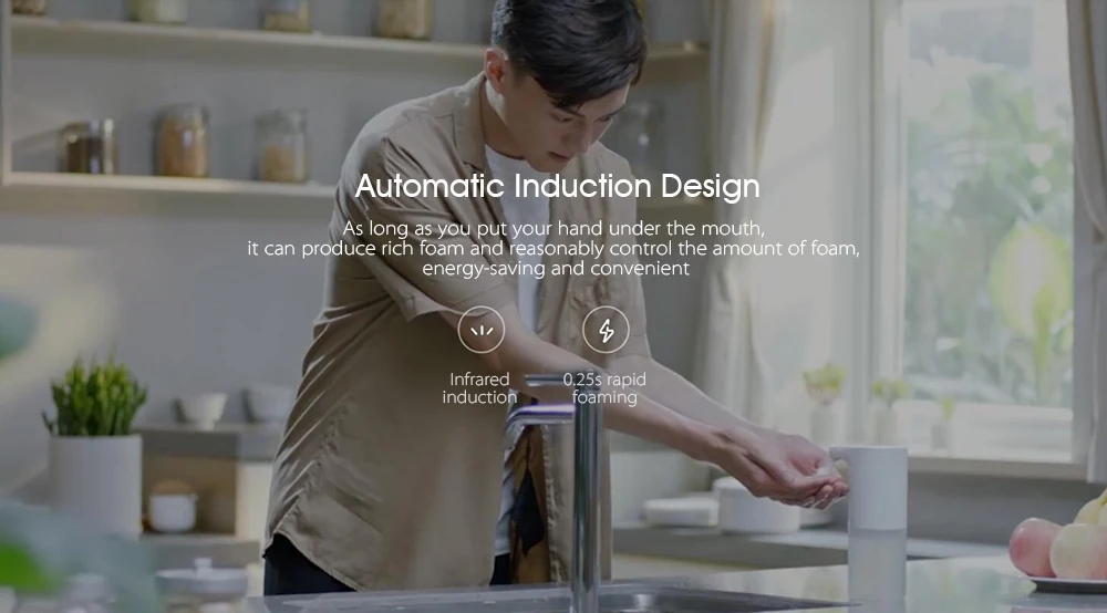 Mijia Автоматическая Индукционная вспенивающая ручная мойка с инфракрасным датчиком для мыла 0,25 s Бесконтактный умный распределитель индукции