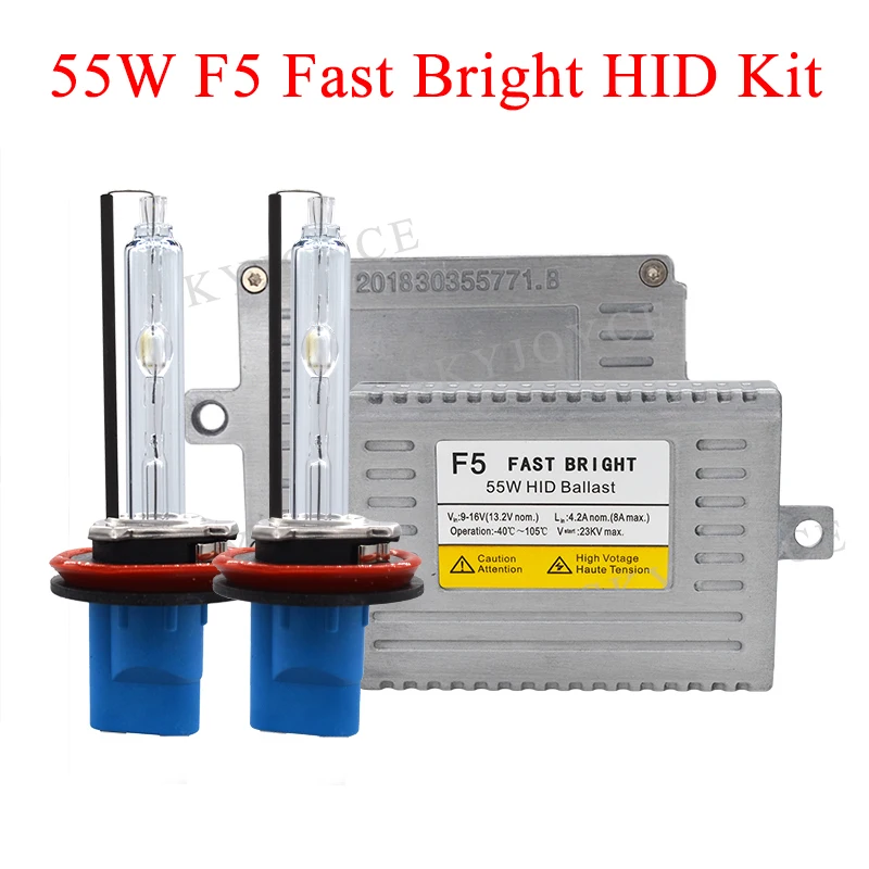 SKYJOYCE AC 55W F5 Fast Bright HID Ballast Kit Car Headlight Bulb Xenon H1 H3 H11 HB3 HB4 9012 D2H H7 55W 5500K H11 HID Bulb Kit (29)