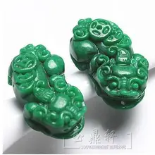 Citroen натуральный нефрит Нефритового зеленого цвета сухого сырья зло Храбрый Подвески Lucky пара