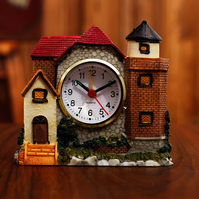 

1PC Villa Alarm Clock European Style House Table Clock Desktop Clock For Bedroom
