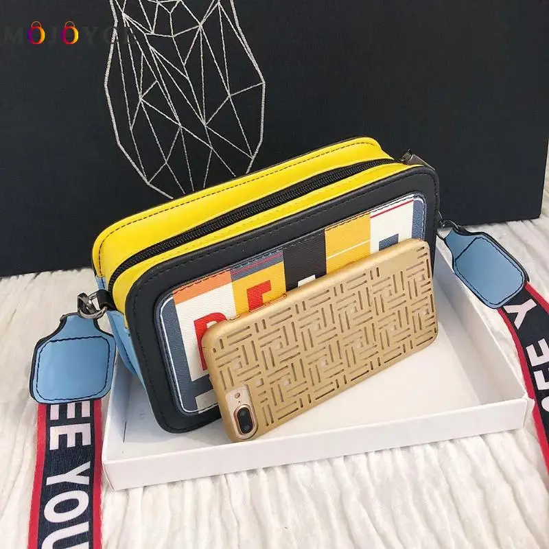 الشارع نمط سستة كاميرا راديو شكل أكياس Crossbody للنساء السيدات بو الجلود حقيبة يد خطابات المطبوعة حزام حقيبة كتف