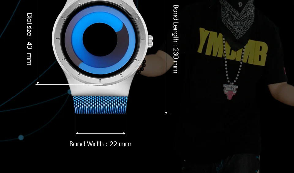 SINOBI Креативные мужские спортивные часы с сетчатым ремешком из нержавеющей стали, роскошные кварцевые мужские часы, водонепроницаемые мужские часы