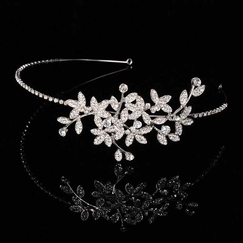 Handmade Crystal Rhinestone Bride Bridal Leaves Flower font b Wedding b font Headband Hair font b