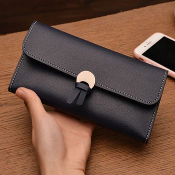 

2018 New Arrival Solid Long Leather Wallet For Credit Card Soft PU Leather Unisex Wallets and Purses With Removable Tassel