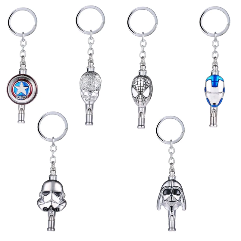 

Whistle Keychain Pendant Thanos Captain America Star Wars Darth Vader Batmen Superman Key Chains Men Women Car Keyring