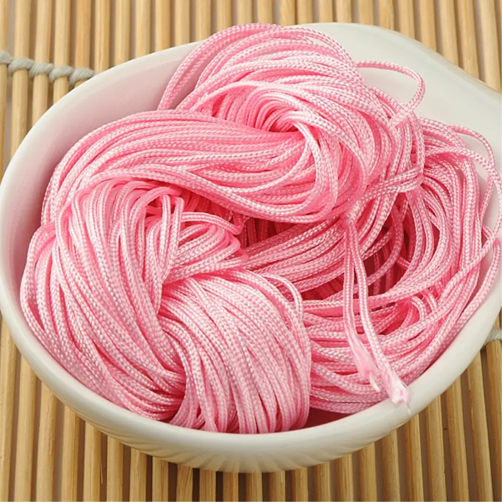 1mm 20m Nylon DIY hinese Knot Cord Macrame Rattail Braided Jewelry Thread String for costume and garment - Цвет: pink