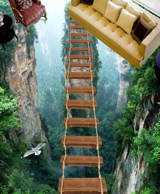 

Home improvement Customize 3D Flooring Cliff walkway Living room Wall Decorative paper Waterproof Wall 3D Floor tiles
