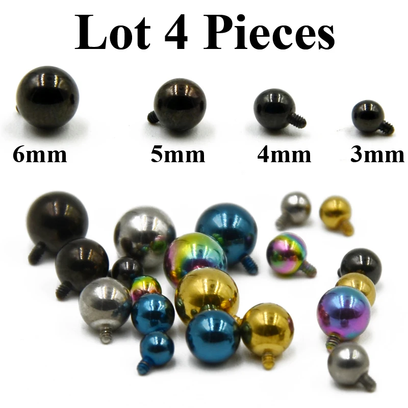 

Lot 4 Pieces Surgical Steel Micro Skin Diver Dermal Piercing Top Dermal Anchor Replaceable Tops Body jewelry Attachments 16G