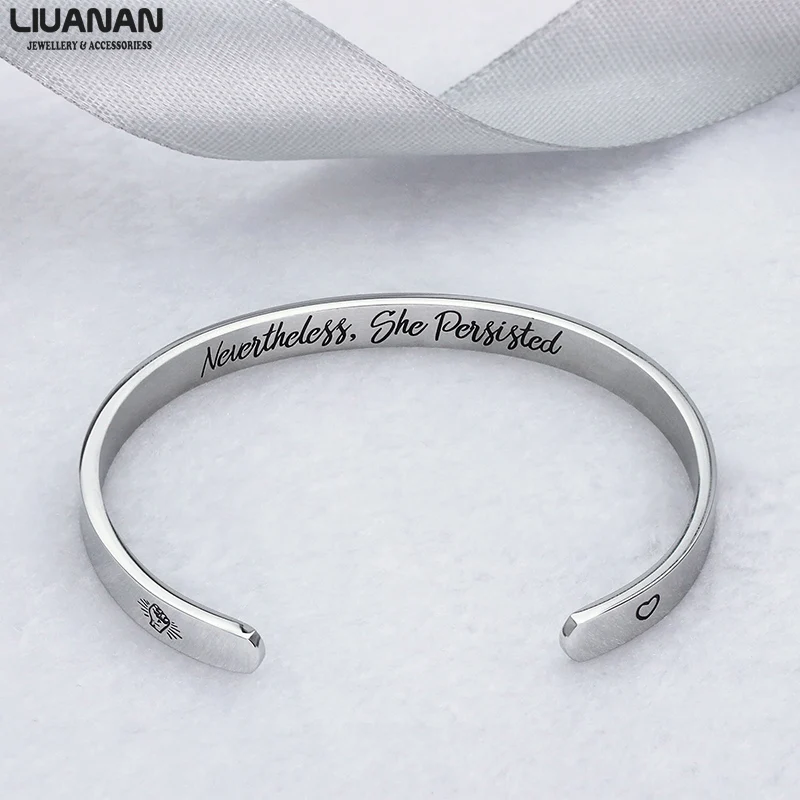 Nevertheless She Persisted Cuff Bracelet Feminism Feminist Pantsuit Nation Solidarity Unity Political Affirmation Cuff Bangle