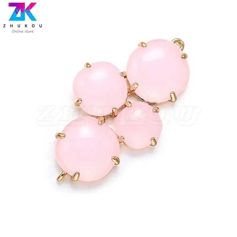 

ZHUKOU 25x43mm High quality cute crystal clear crystal connector Brass connector for women necklace and bracelet model:VD379