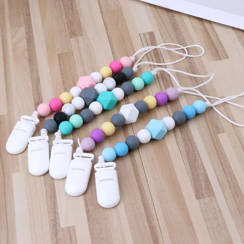 Teething Dummy Clips Soother Chains Silicone Teether Pacifier Chain