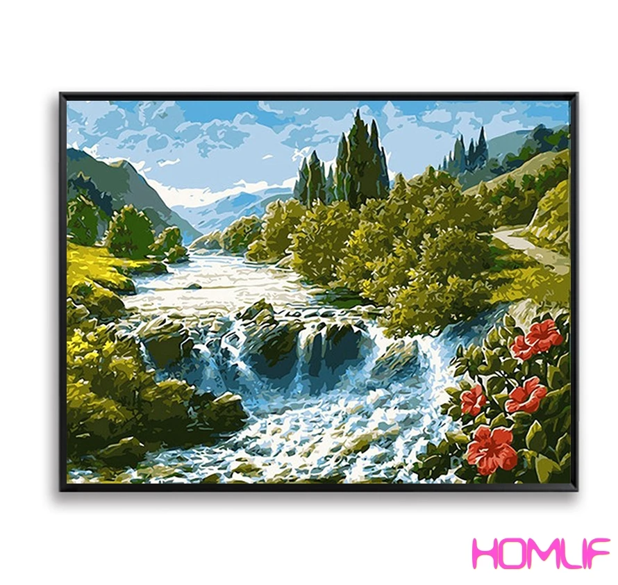 

diamond painting stitch cross River Landscape Waterfall Spring diamond embroidery sale diamond mosaic rhinestones pictures