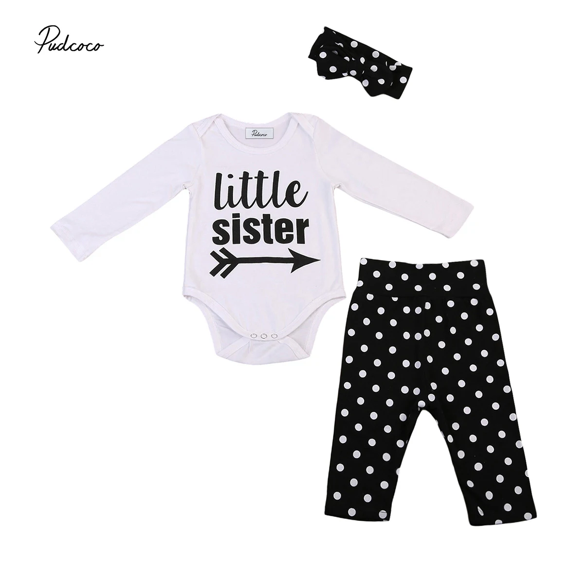PUDCOCO Brand Cotton Blend Newborn Baby Girls Clothes Little Sister Romper Playsuit Pants