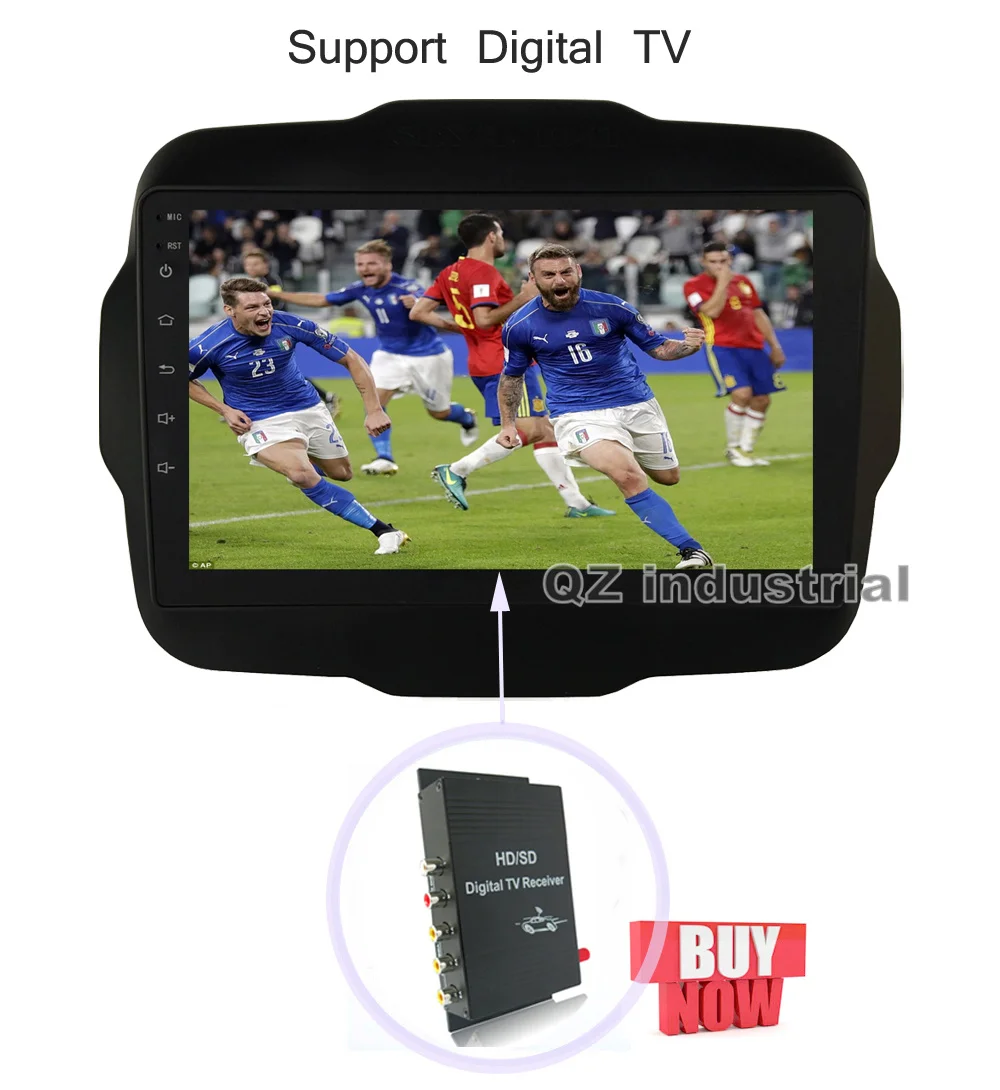 Top QZ industrial HD 9" IPS 2.5D Android 8.1 T3 for JEEP RENEGADE Car DVD player with Canbus Radio Navi 3G 4G GPS WIFI BT RDS Map 18