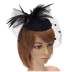 Для женщин ручной зажим для волос Аксессуар свадебная фата шляпа Перо