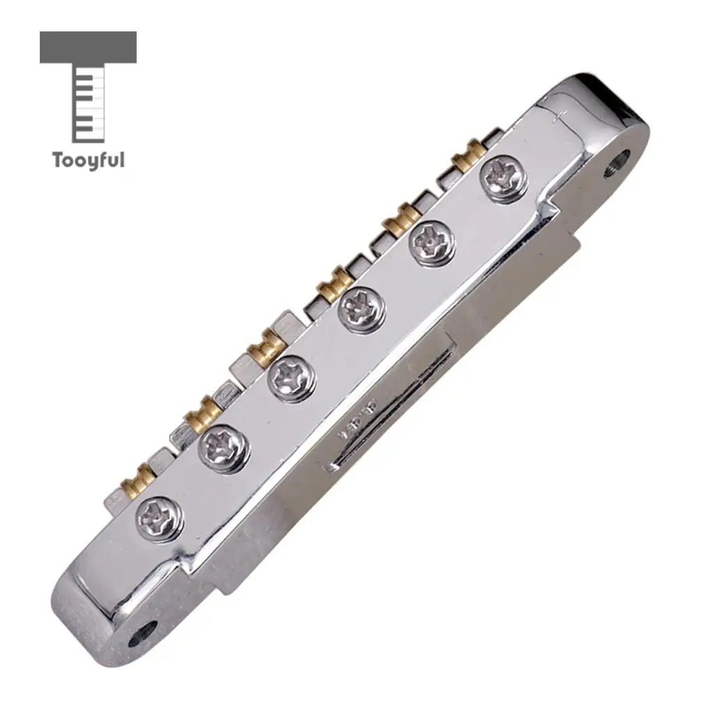 Tooyful Durable 1 Set Roller Saddle Locking Bridge with Studs for LP Electric Guitar Tune-o-matic Bridge