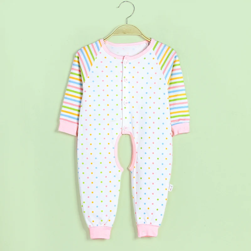 Детские комбинезоны из чесаного хлопка с открытым рисунком 4 цвета в горошек