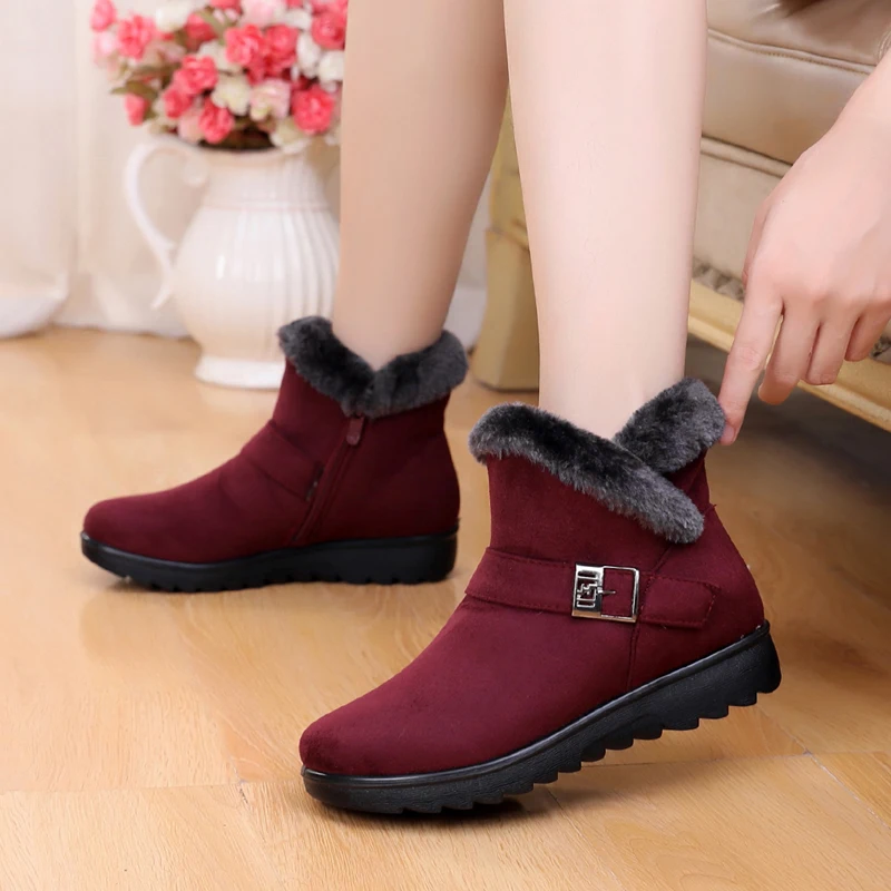 Women Zip Winter Snow Boots Ladies Warm Fur Suede Wedge Ankle Boot
Female Fashion Casual Shoes Comfort Footwear Plus Size 35-41