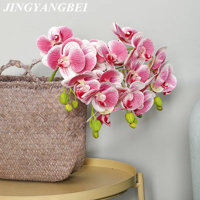 

Real Touch Butterfly Orchid Artificial Flowers Home Hotel Tea Room Decoration Fake Flower 5 Heads 70cm wedding