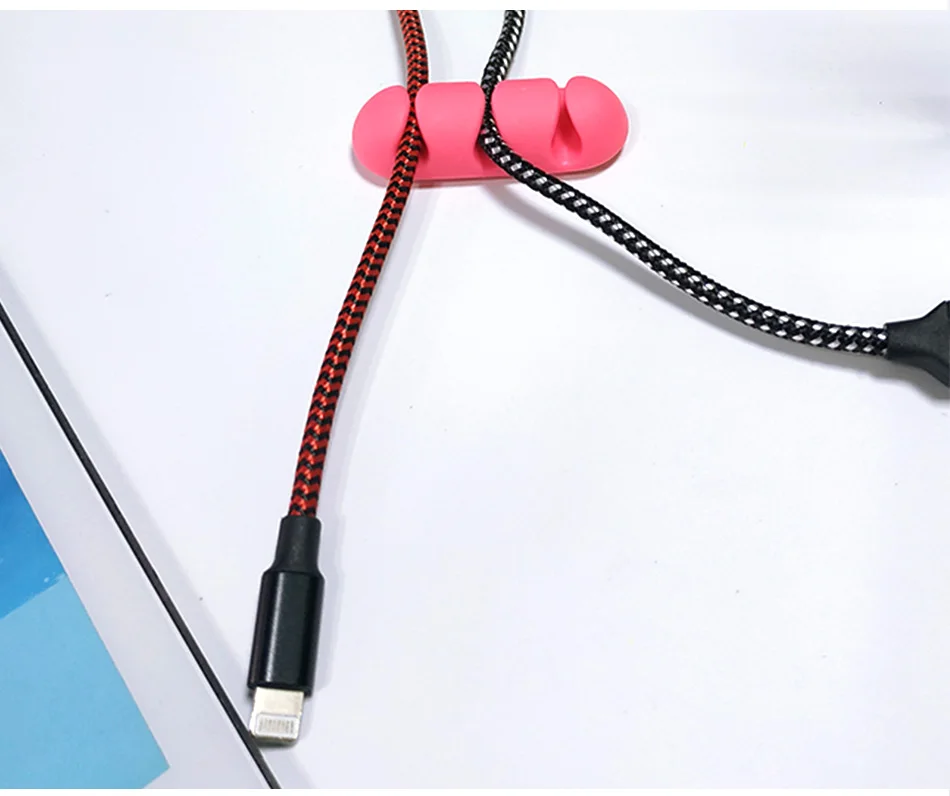 !ACCEZZ 3PC Silicone Cable Organizer Wire Winder Desktop Management Headphone Holder Mouse Tape Cord Clips Data Charging Cables (9)