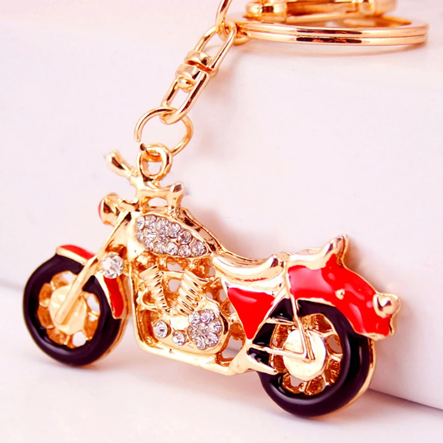 Creative Rhinestone Motorcycle Pendant Key Chains Ring Holder Fashion