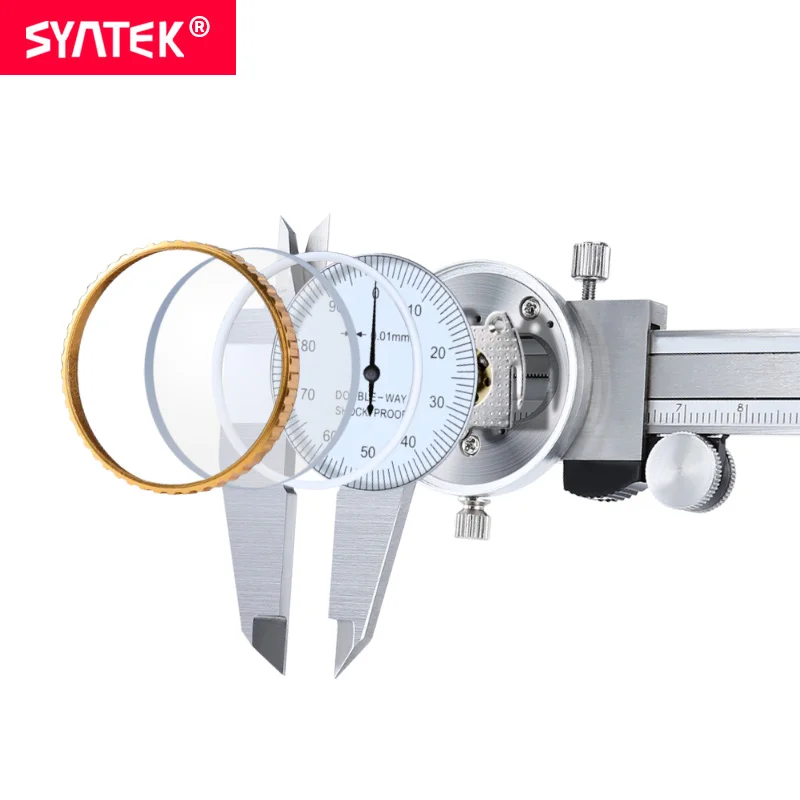 Штангенциркуль Syntek 0 200 мм 8 дюймов измерительный инструмент циферблат