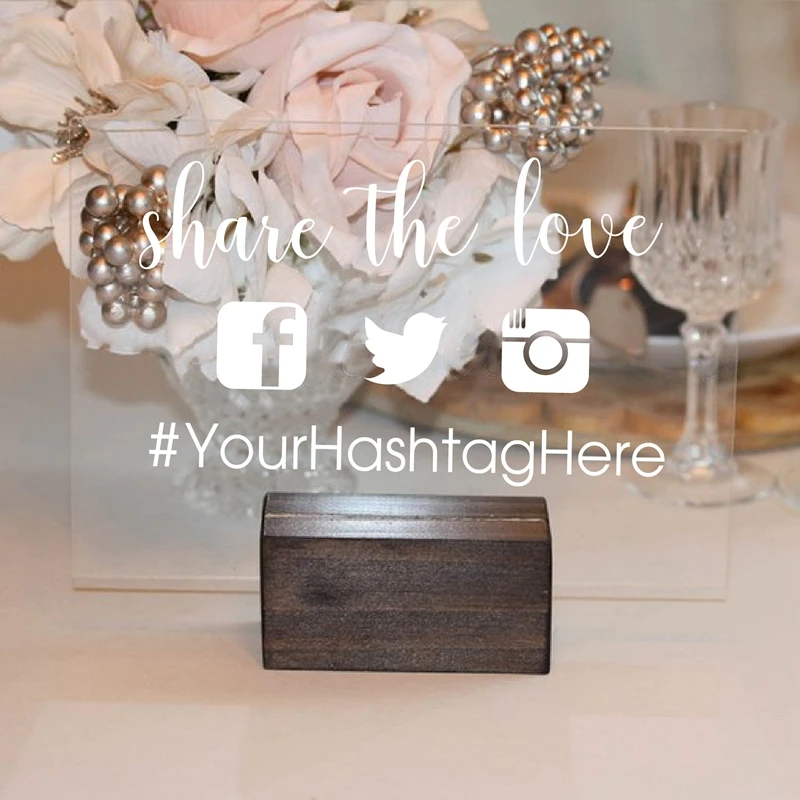 Custom Acrylic Table Glass Look Sign Vinyl Decal Wedding Decor