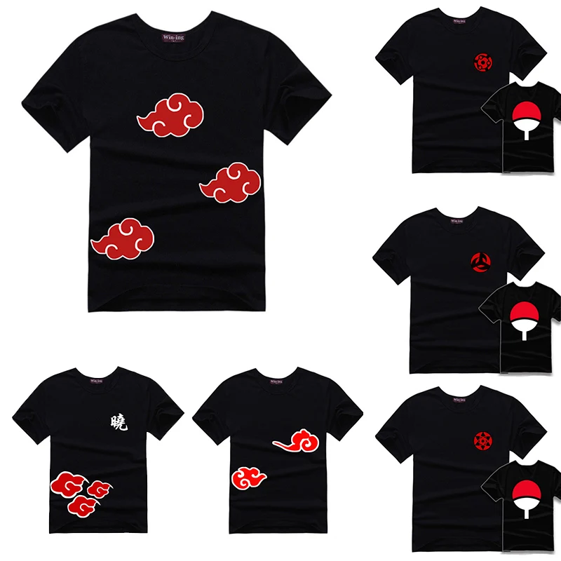 

Anime Naruto Akatsuki Uchiha Itachi Sasuke Sharingan Tshirt Pain Cosplay Costume Short Sleeve Tops Tees Men Women 9Style