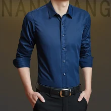 Мужская осенняя одежда Рубашки мужские модные повседневные тонкие деловые офисные свадебные формальные рубашки с длинными рукавами хлопковые однотонные рубашки Размер 5XL