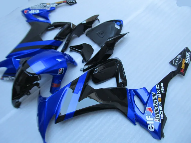 Мотоцикл обтекатель комплект для KAWASAKI Ninja ZX10R 08 09 10 ZX 10R 2008 2009 2010 ABS Пластик черно-голубые обтекатели комплект+ подарки KD05