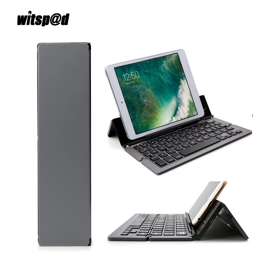 

Witsp@d Mini USB 3.0 Wireless Bluetooth Keyboard Portable Foldable Keyboard for smartphone with Stand Holder For iPad Tablet
