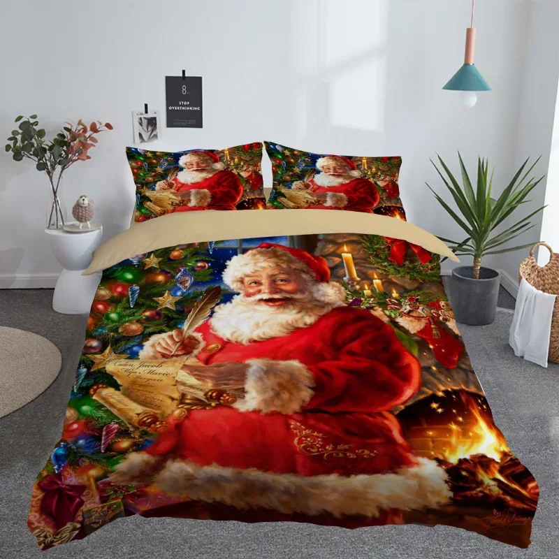 Комплект постельного белья с 3D рисунком &quotMerry Christmas&quot Размеры Queen/Twin/King