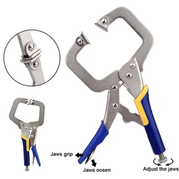 

Multi-functional C-type Flat Locking Grip Vise Pliers Carbon Steel Welding Quick Fixing Locking C Clamp Pliers Round Wood Tenon
