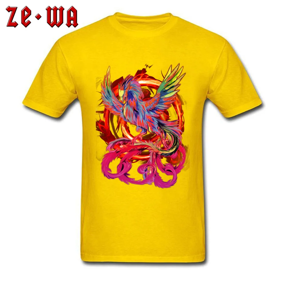 Fire Phoenix T-shirts for Adult cosie Thanksgiving Day Tops & Tees Short Sleeve 2018 Popular Tee Shirt Crewneck Pure Cotton Fire Phoenix yellow