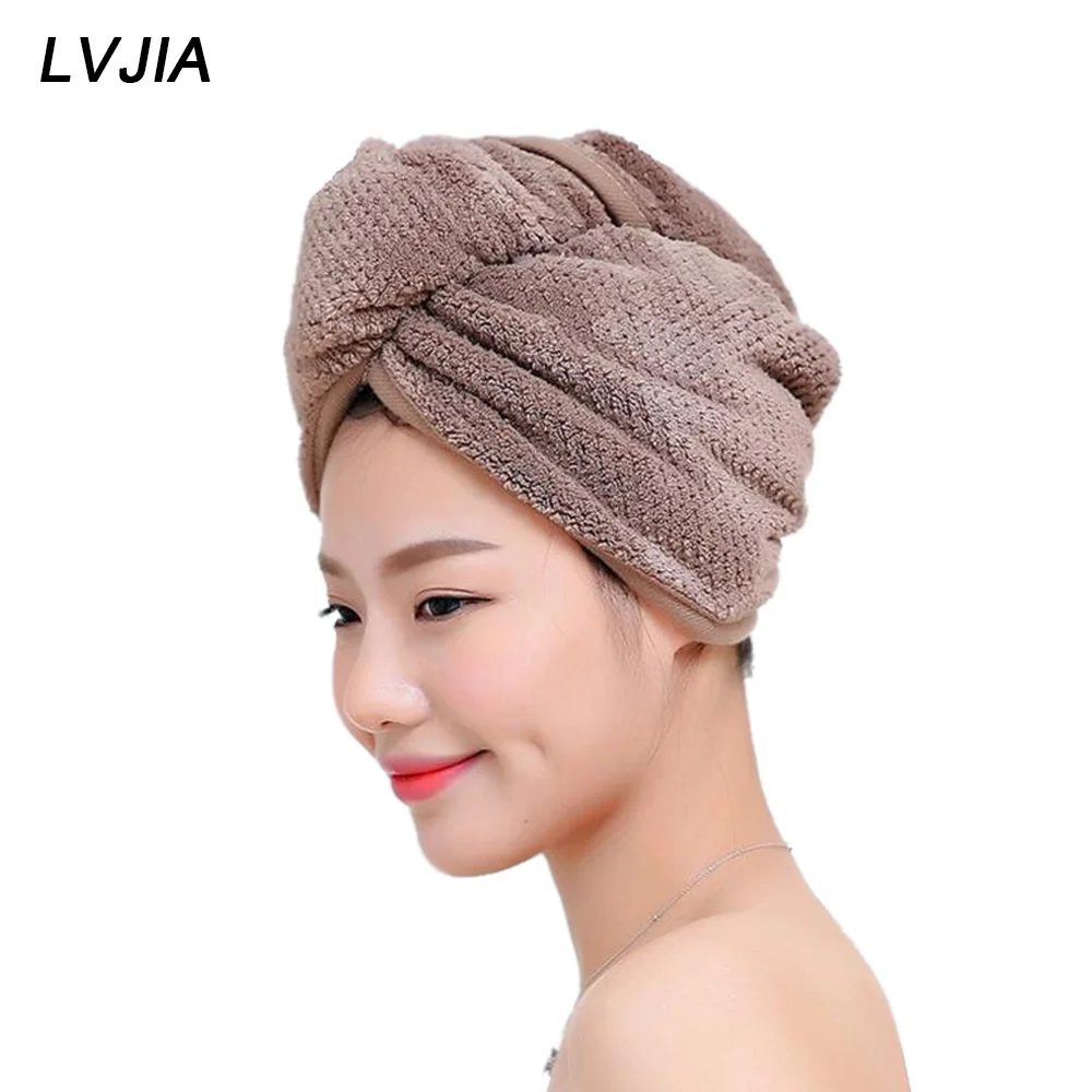 

Super Absorbent Quick-drying Hair Dry Cap Women's Microfiber Bathroom Towel Double-sided thickening Solid color Salon Towel