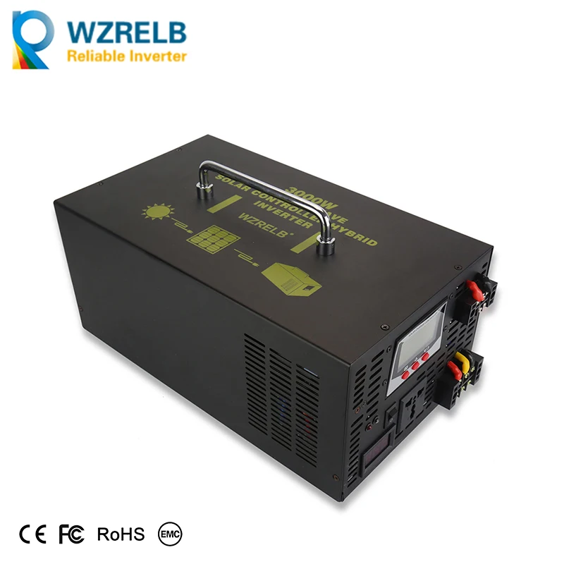 

3000w Pure Sine Wave Power Inverter Car Solar Off-grid Battery LED display Charger Controller DC 12V 24V 48V to AC 120V 220V