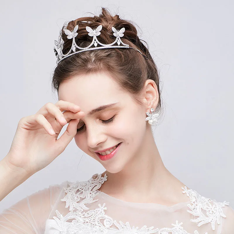 

CZ Crown Hair Jewelry Hairband Butterfly Headband Decoration Clips Bride Tiara Wedding Cubic Bridal Crown Zirconia Accessories