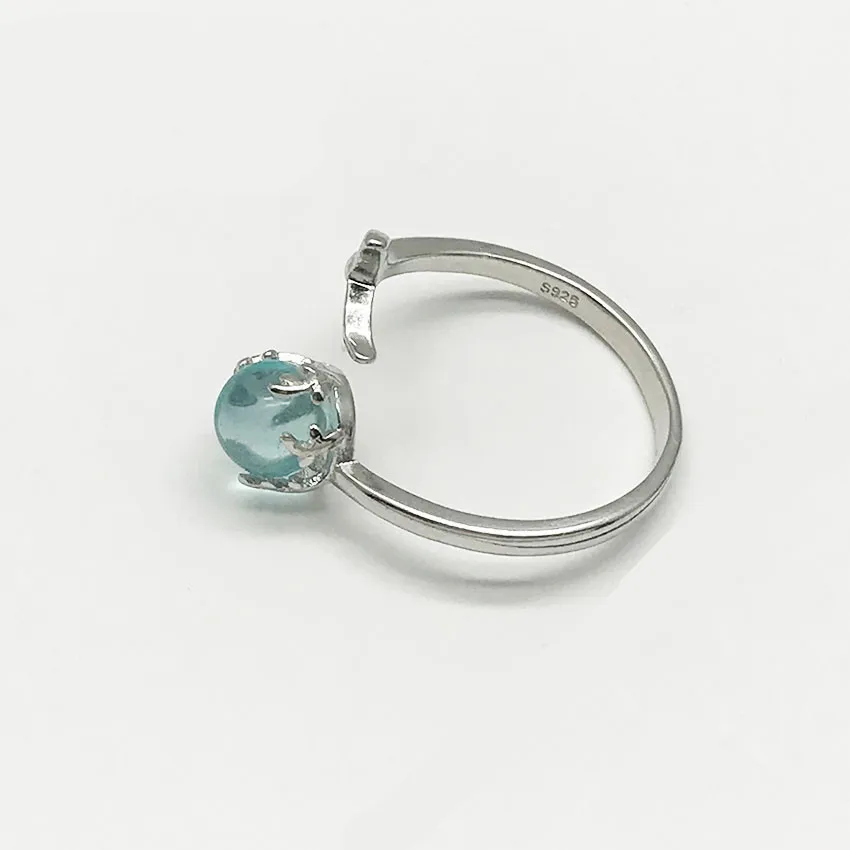 Романтичный дизайн, S925 резные серебряные кольца, светильник, голубой кристалл, рыбий хвост, кольца для женщин, океанская Русалка, слеза, кольца, ювелирные изделия