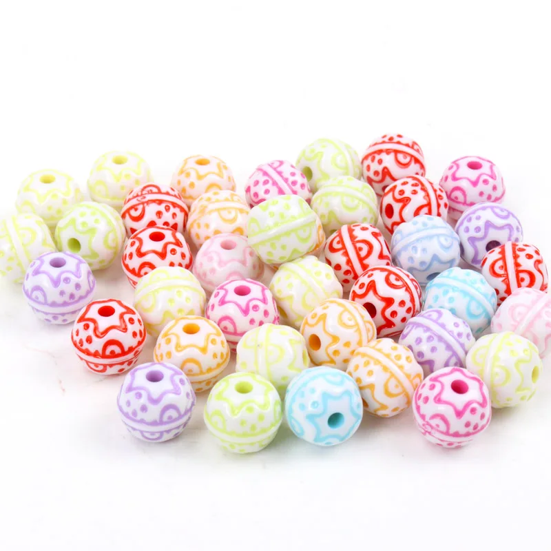 20Pcs Mixed White Stripe Wave Acrylic Round Spacer Loose Beads For Diy jewelry making Bracelet 14mm | Украшения и аксессуары