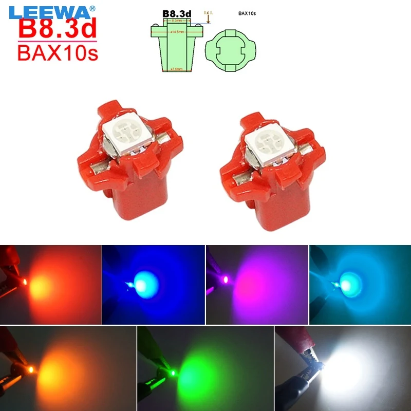 

LEEWA 50pcs Car 12V B8.3d/BAX10s 5050 1-SMD Gauge Dashboard LED Light Interior Lamp White/Blue/Red/Green/Pink/Ice blue #CA4066