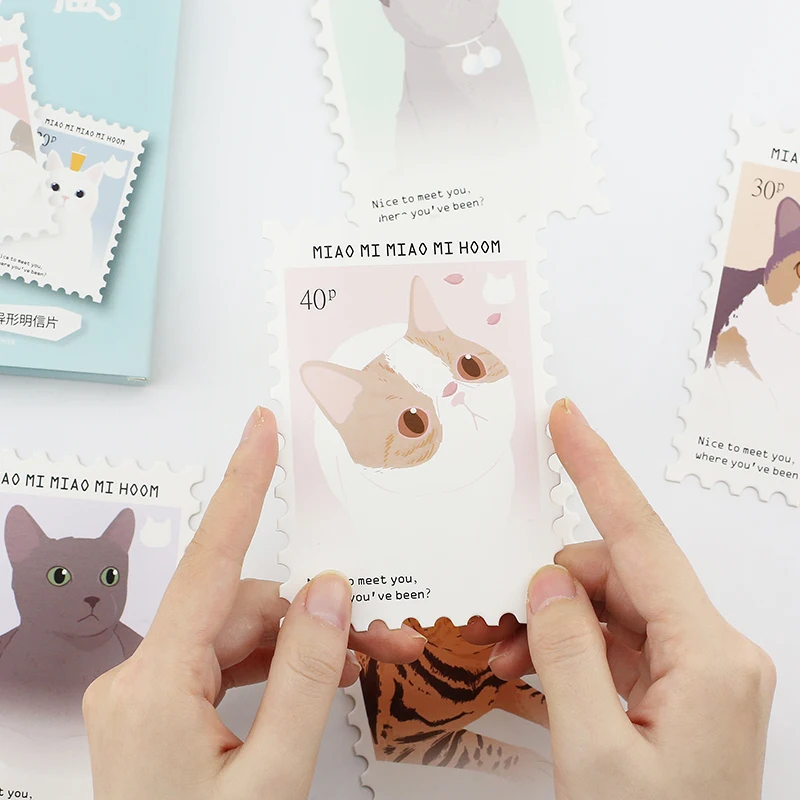30 шт./лот, корейские милые дизайнерские открытки с котом, кавайные бумажные закладки для заметок, креативные канцелярские товары в свежем Стиле