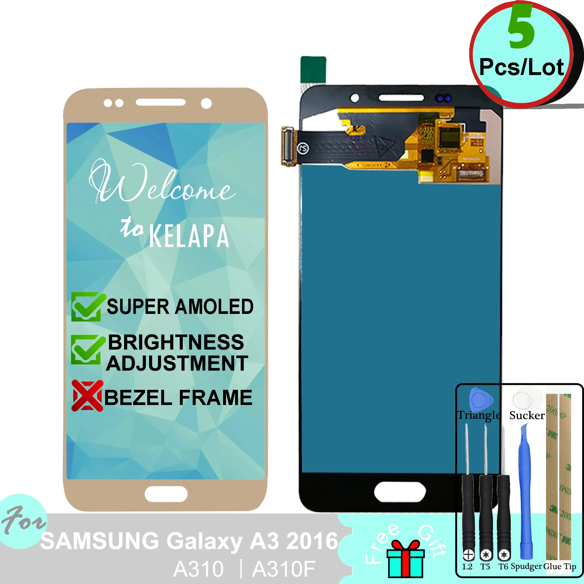 

5 x Super AMOLED LCD For Samsung Galaxy A3 2016 A310 SM-A310F Touch Screen Digitizer Assembly