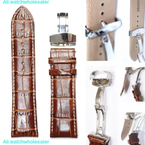 24mm Great Brown All Genuine Leather Unisex Watch Band Straps WB1037A24GB