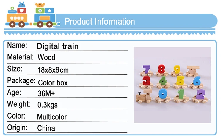 Детская Монтессори мягкая деревянная фигурка поезд модель игрушка с цифрами узор 0~ 9 блоки Развивающие Детские деревянные игрушки подарки для детей