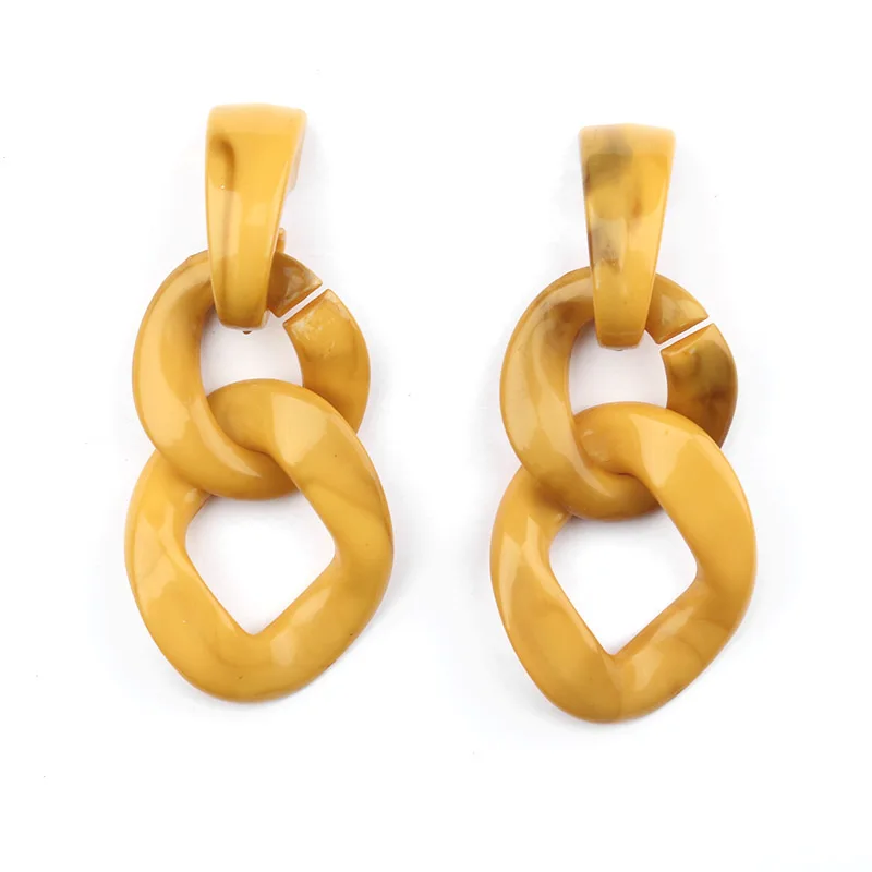 

Acrylic Irregular round drop Chain earrings for women MINAR yellow light geometric stereoscopic fashion jewelry trendy gift