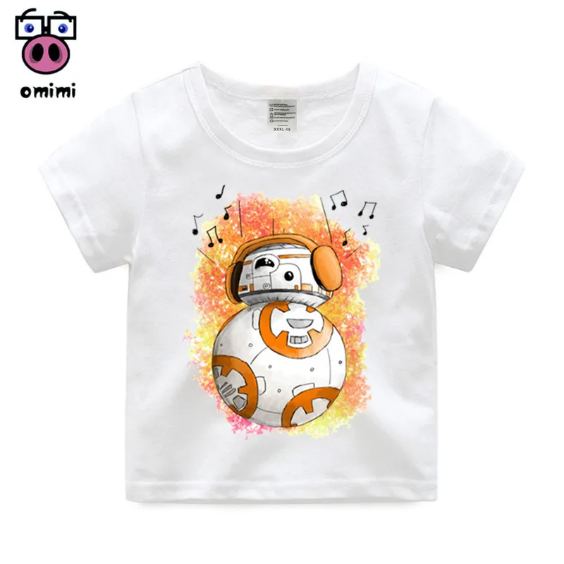 

2-14 Year Old,Boys and Girls BB-8 On The Move Print Funny T shirt Baby Star Wars Design T-shirt Kids Summer White Casual Clothes