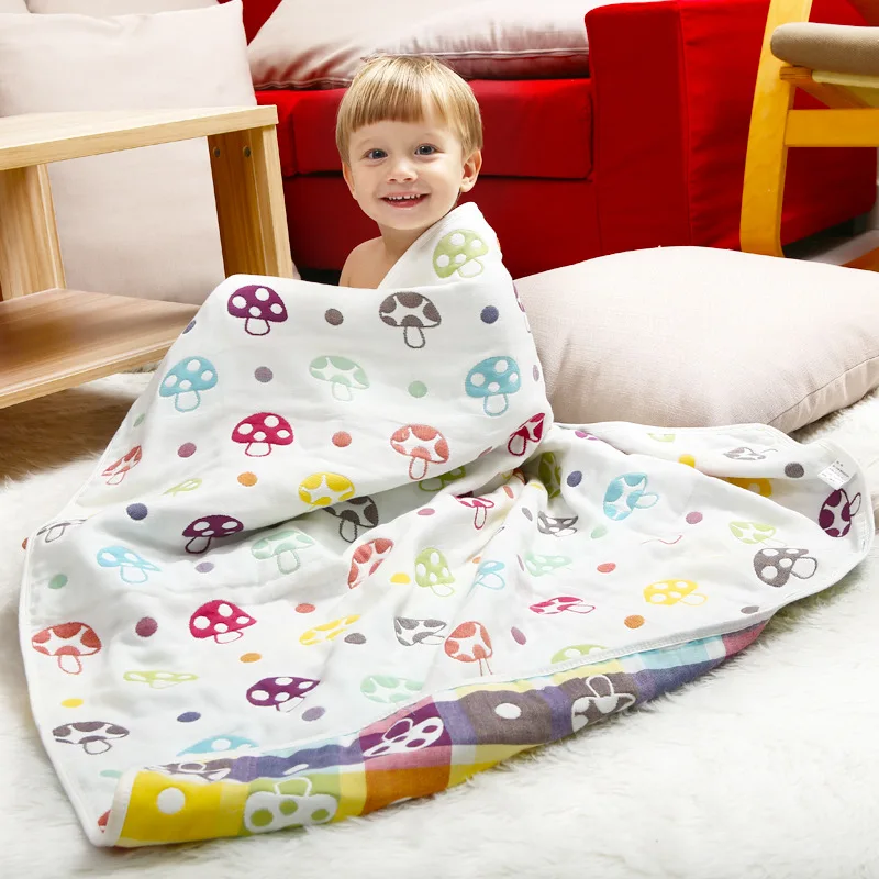 6Layers Muslin Baby Blanket Cotton Super Soft Baby Swaddle Wraps for Newborn Stoller Cover Baby Bath Towel Bed Sheet Play Mat
