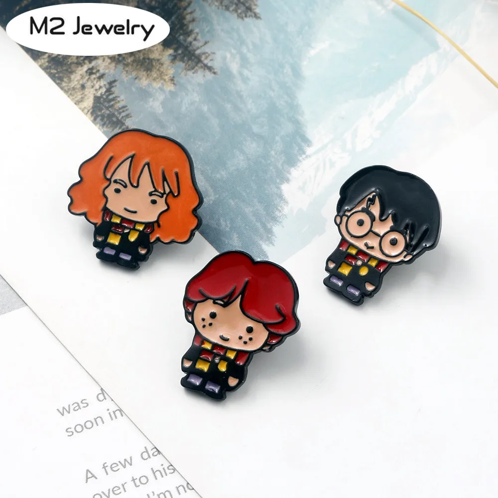 

Harri Potter Hermione Ron Cartoon Brooches For Women Men Hogwarts School Enamel Pins Coat Sweater Bag Accessories