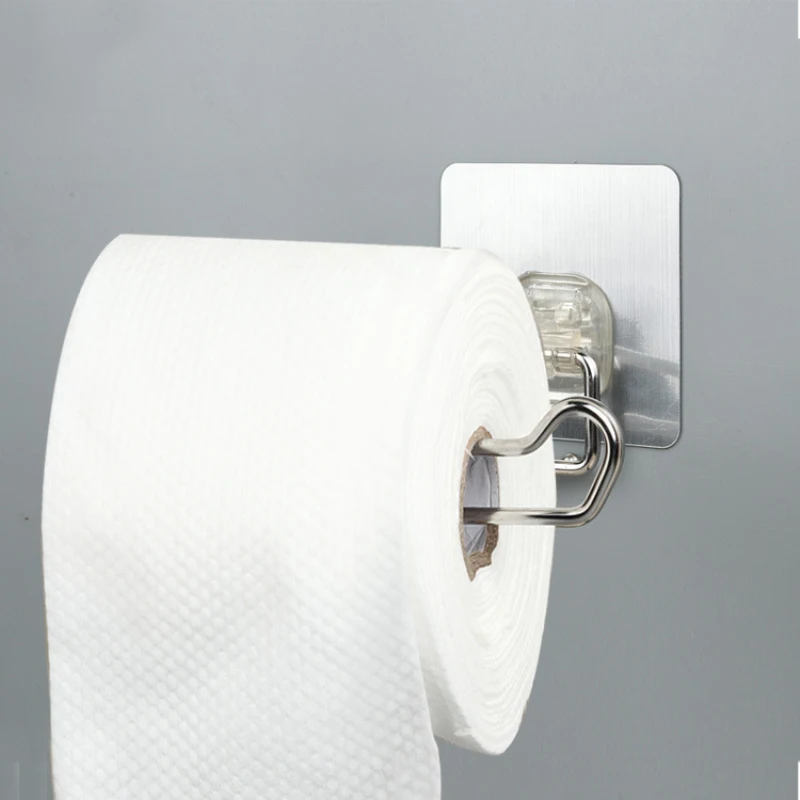 Кухонный держатель рулона туалетной бумаги из нержавеющей стали многократные моющиеся приклеиваемые крючки стойка для ванной комнаты Аксессуары туалетной бумаги