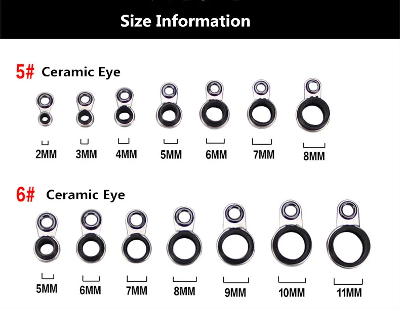 Multiple Sizes Telescopic Sea Fishing Rod Guide Rings 23456789101112mm Diameter Rock Fishing Rod Repair Guides Ring (6)